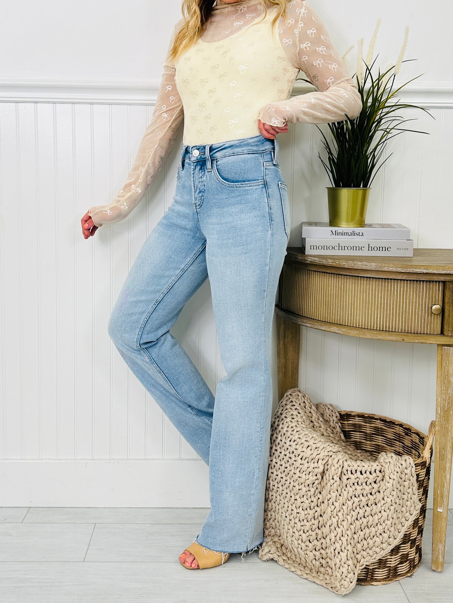 Feeling Brand New Slim Wide Leg Tummy Control Jeans