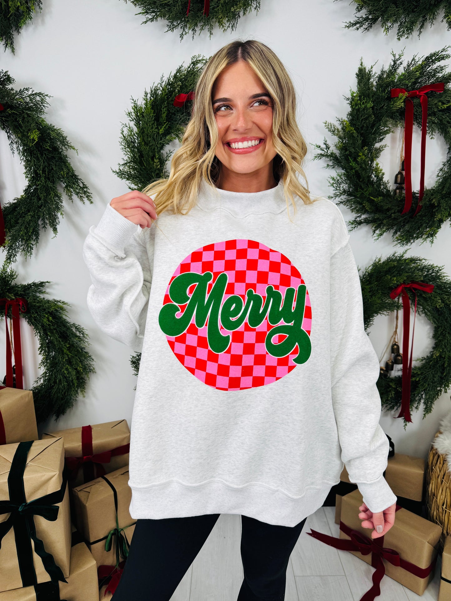 Merry Mood Mock Neck Graphic Sweatshirt