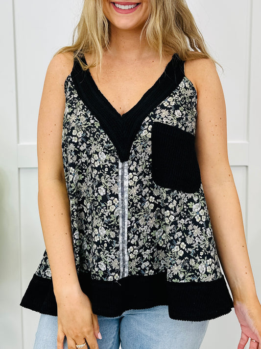 Let It Be Lovely Tank Top In Black Multi