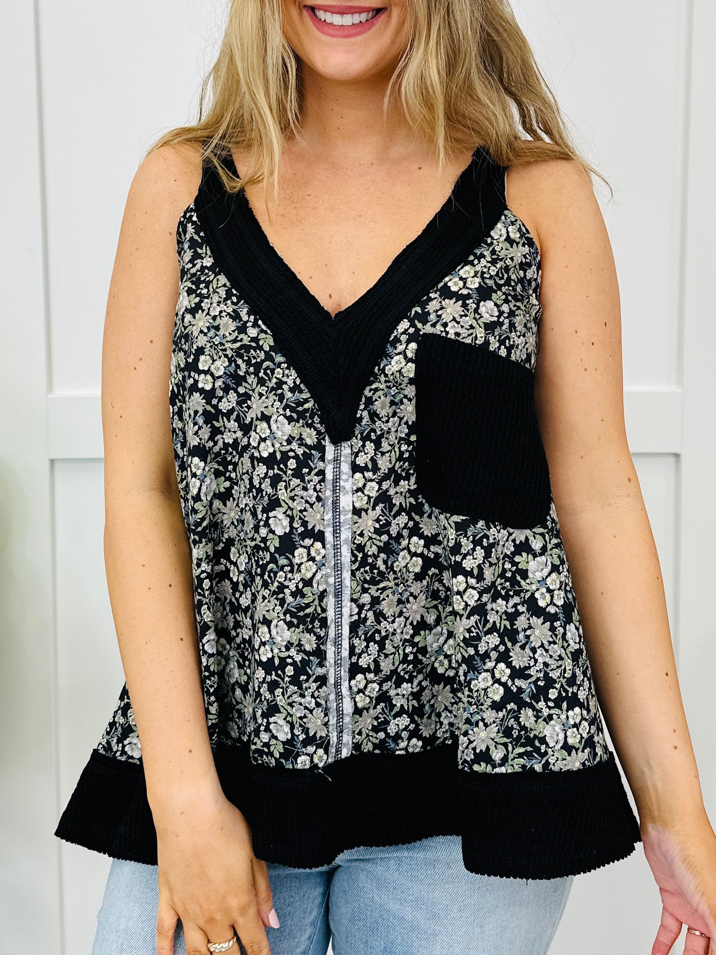 Let It Be Lovely Tank Top In Black Multi