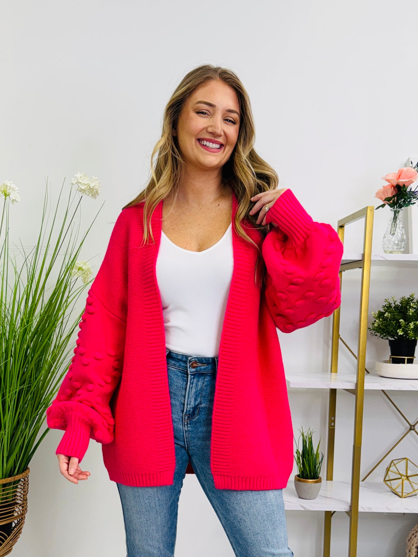 Layer Love Cardigan in Hot Pink