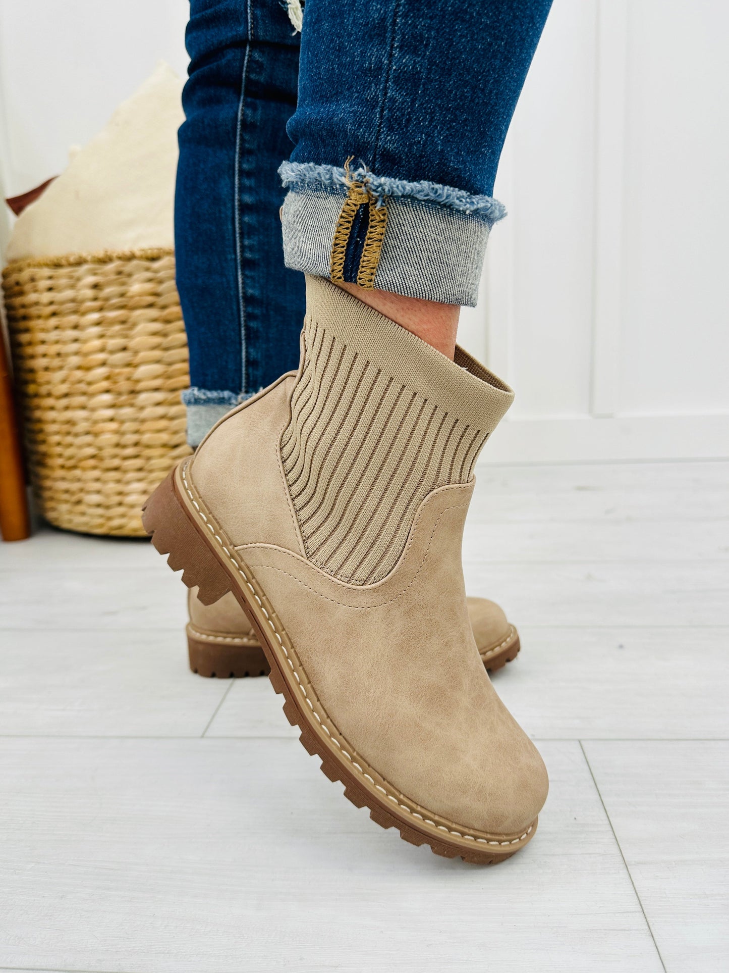 Embracing The Chaos Booties In Camel