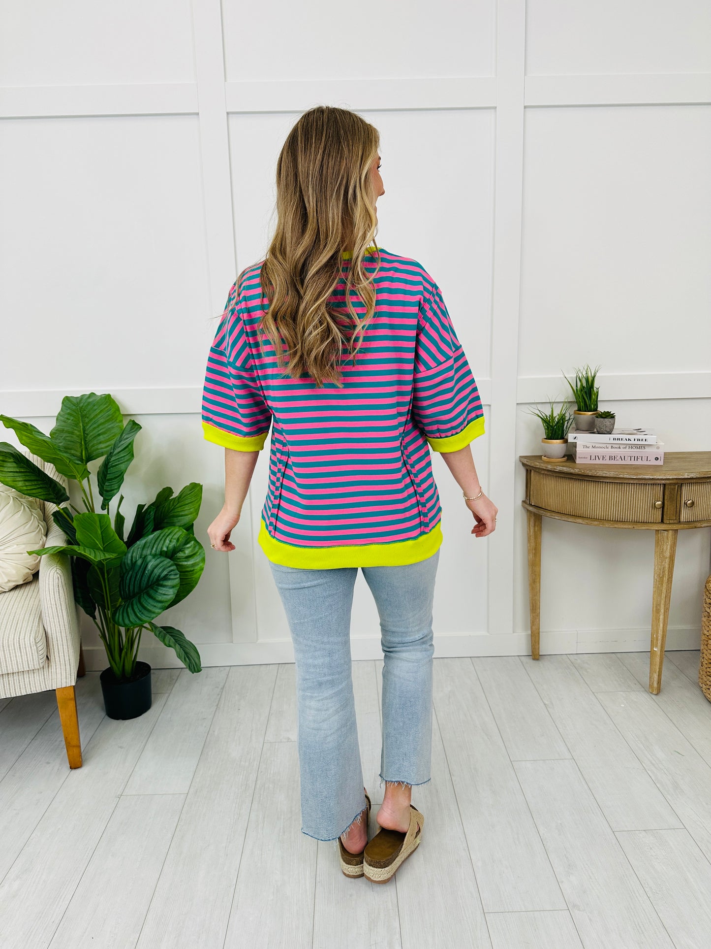 Bright Side Stripe Top In Seafoam