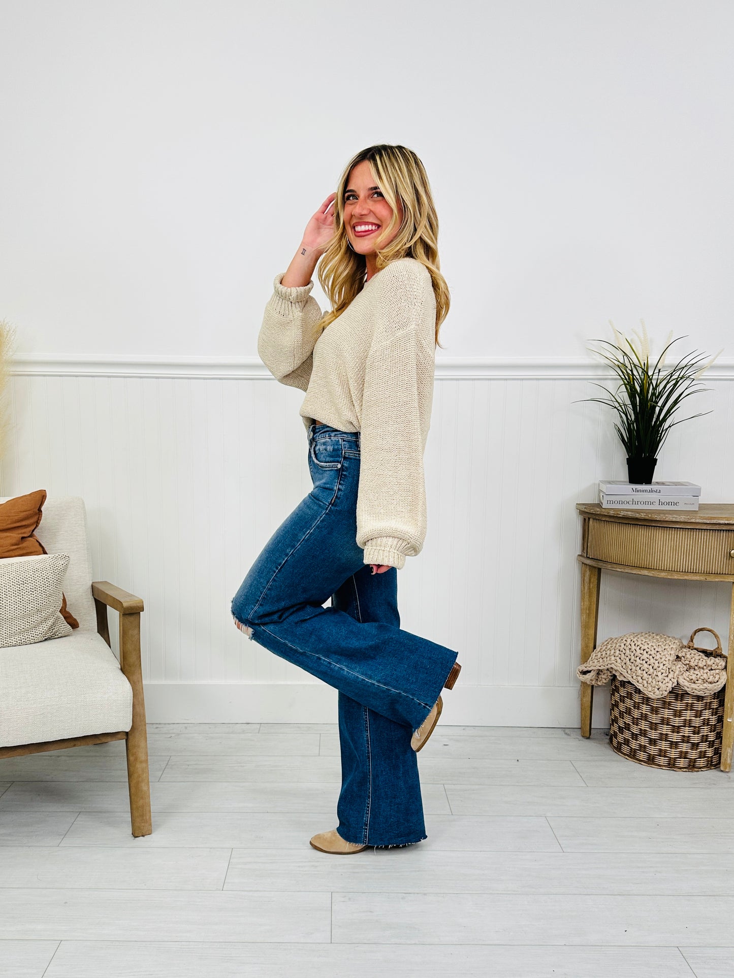 By Your Side Wide Leg Tummy Control Jeans