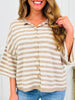 Soft Spoken Stripe Top In Light Mocha