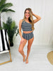 High Rise Reversible Swim Bottoms In Black/White Stripe