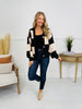 Break The Pattern Cardigan in Oatmeal/Black