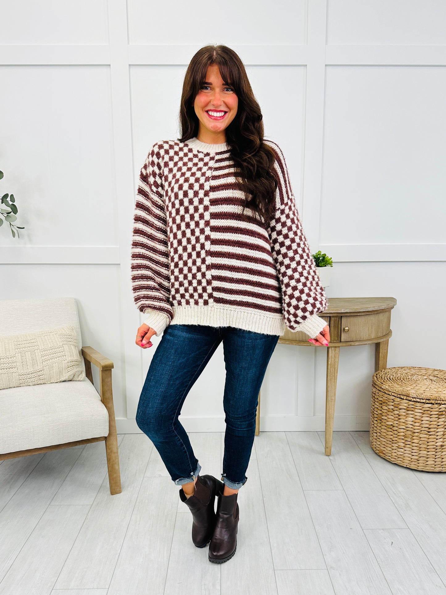 The Beat Goes On Sweater in Caramel/Ivory