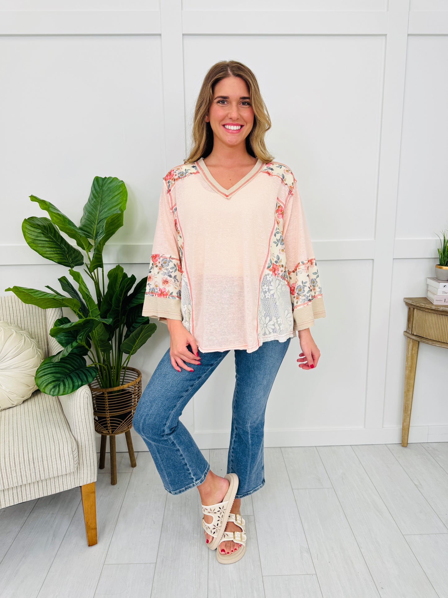 Floral Studio Top in Peach Blush