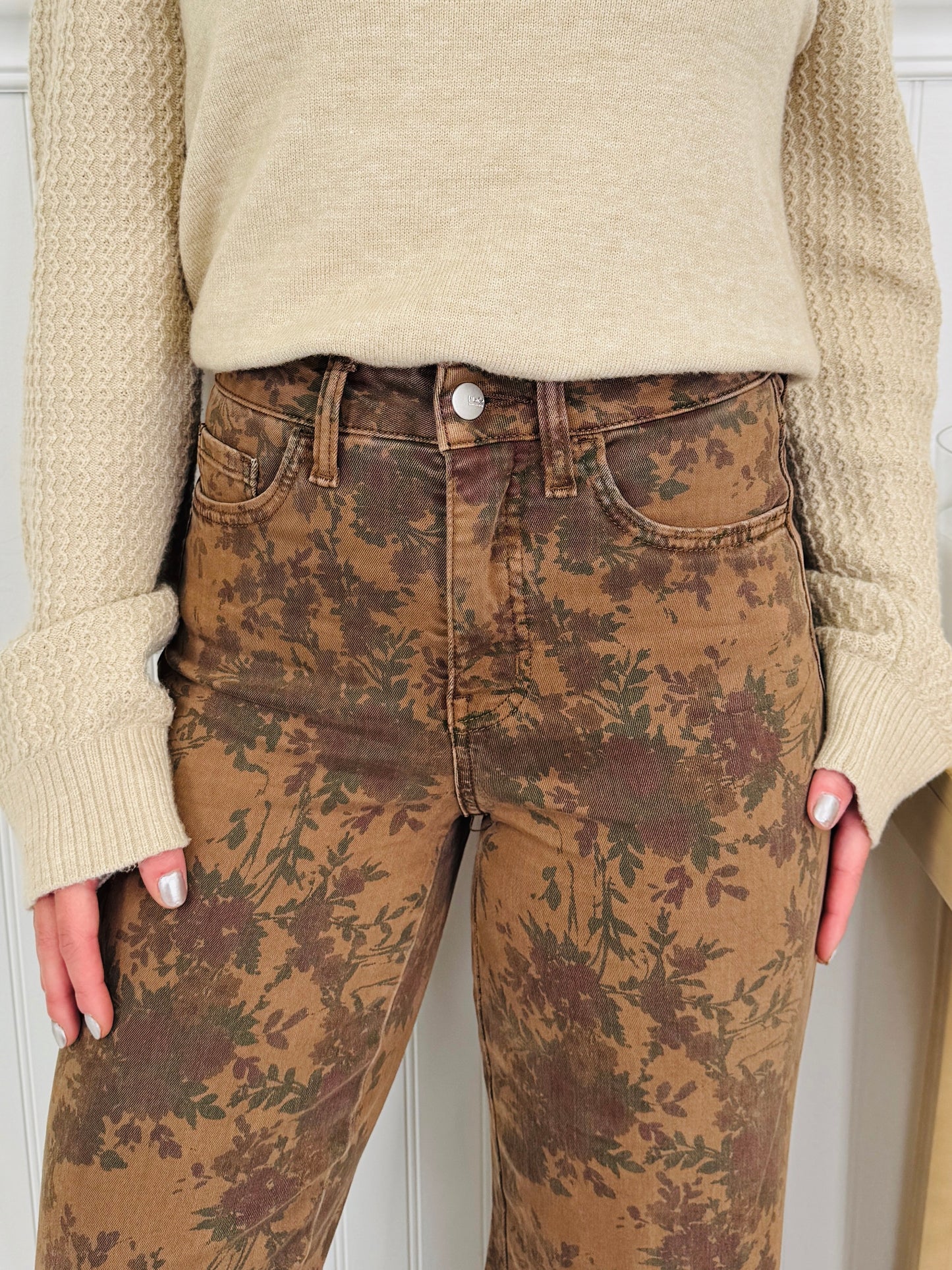 Vintage Bloom Tummy Control Wide Leg Jeans