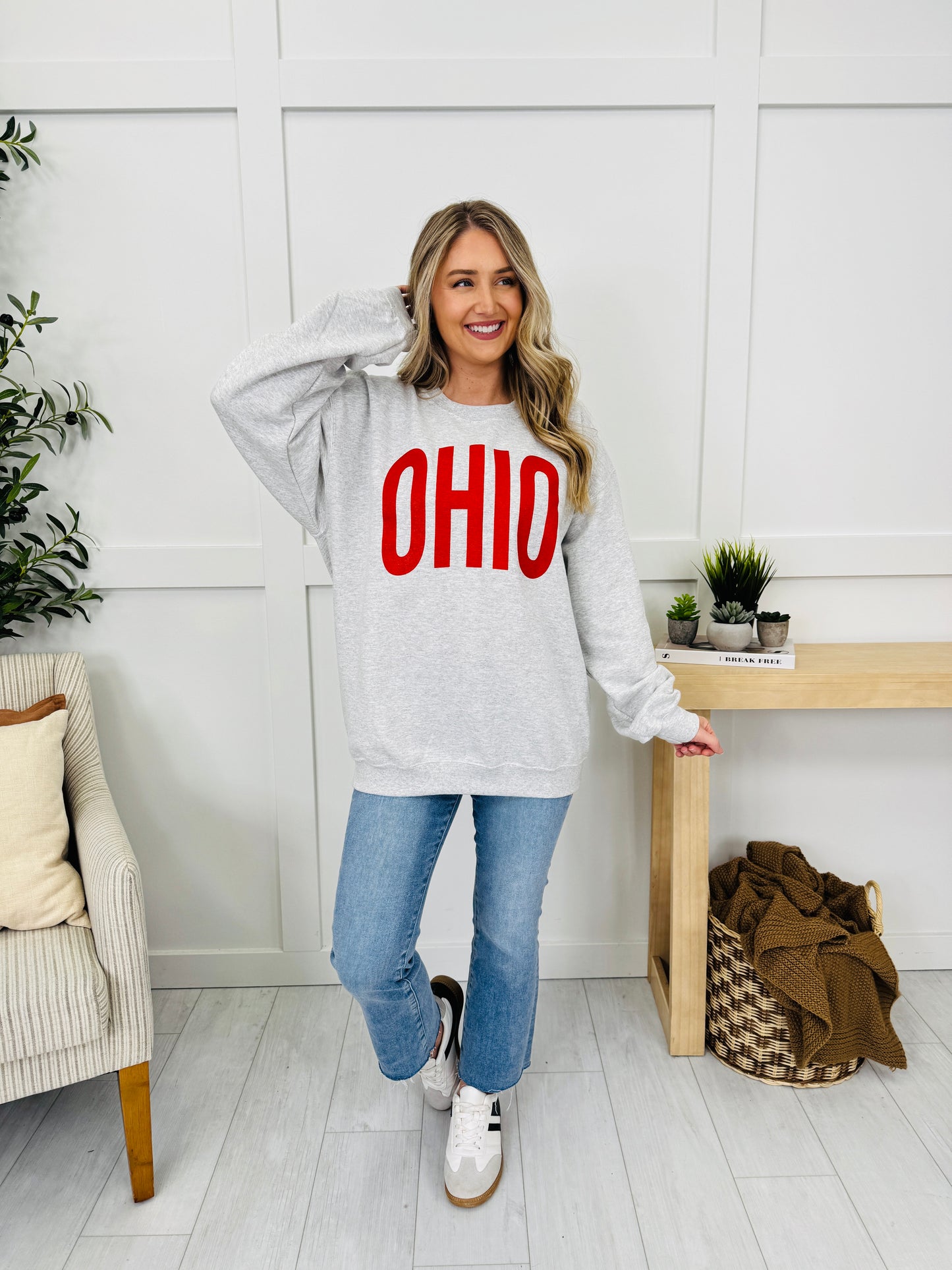 Ohio Reversible OH Graphic Crewneck Sweatshirt