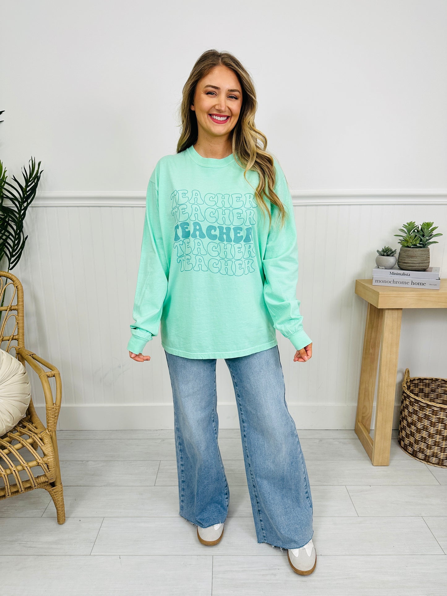 Teacher Graphic Long Sleeve Tee in Multiple Colors