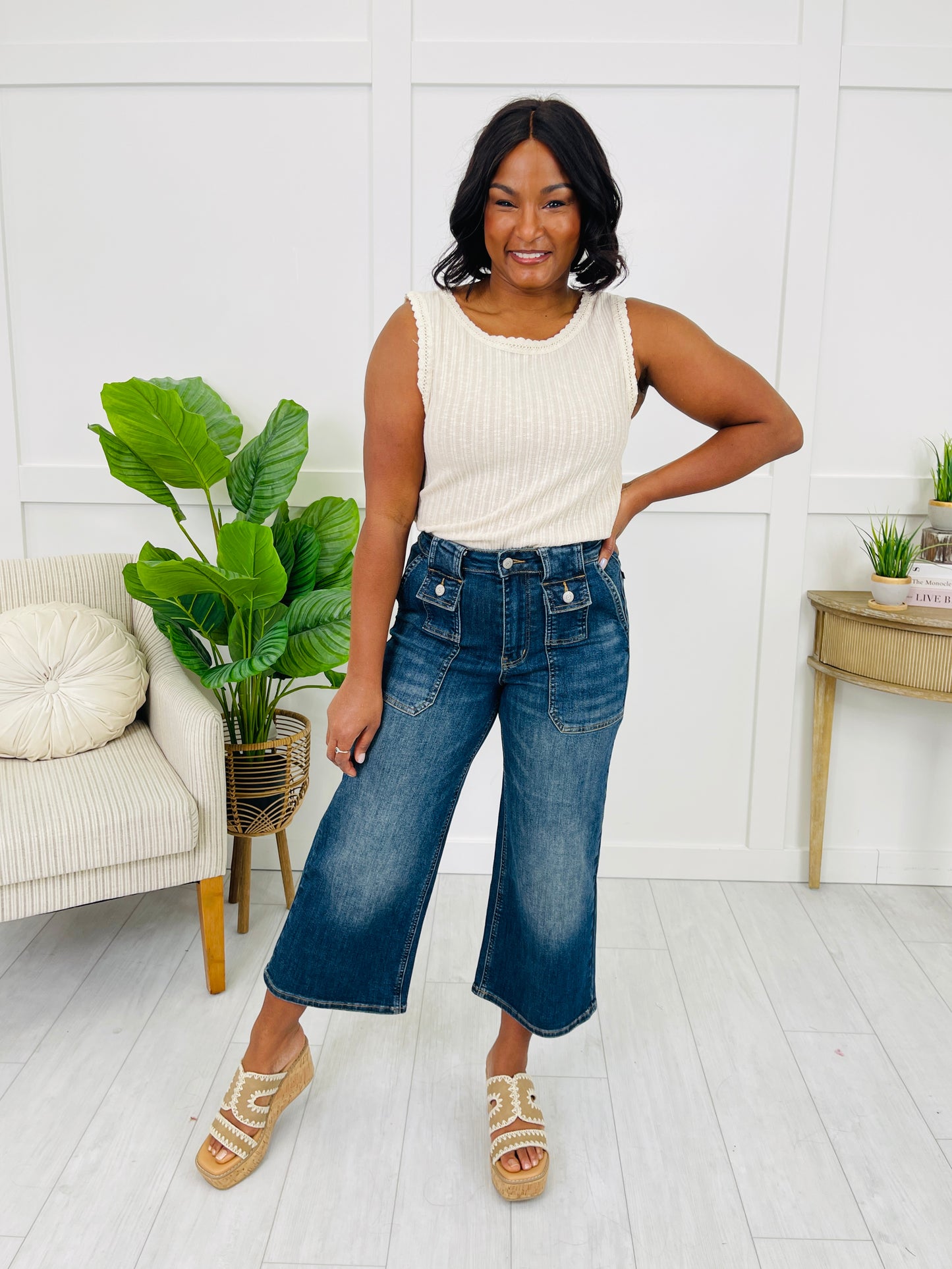 Judy Blue Easy Upgrade Wide Leg Cropped Jeans