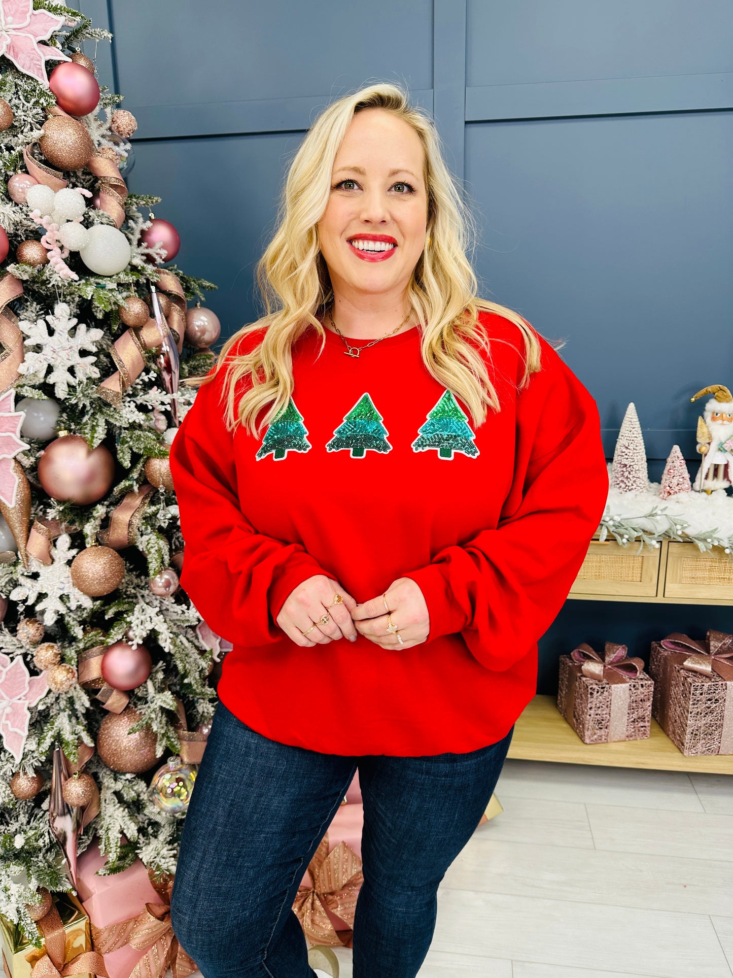 REG/CURVY Three Pines of Christmas Graphic Sweatshirt