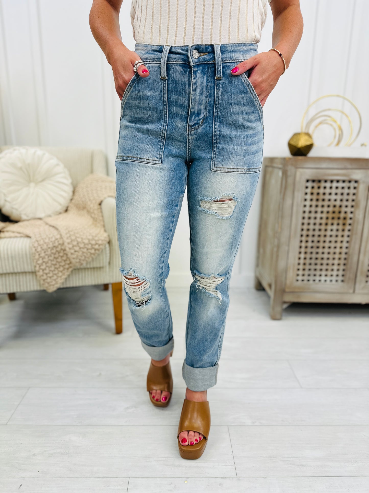 Judy Blue Be My Boyfriend Boyfriend Jeans in Reg/Curvy