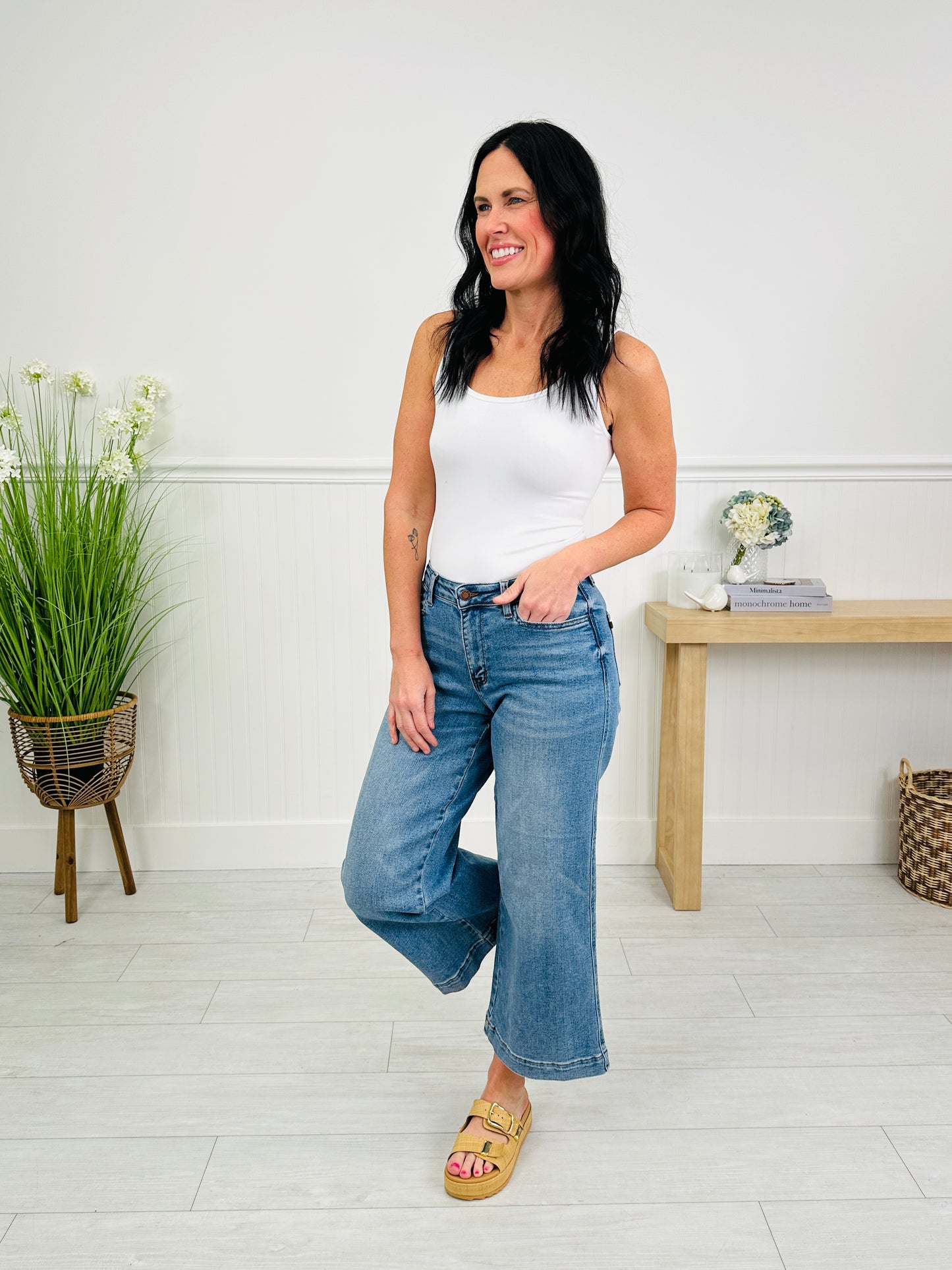 Judy Blue Make It Easy Ankle Wide Leg Jeans