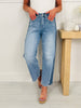 Two Tone Moment Tummy Control Slim Barrel Jeans