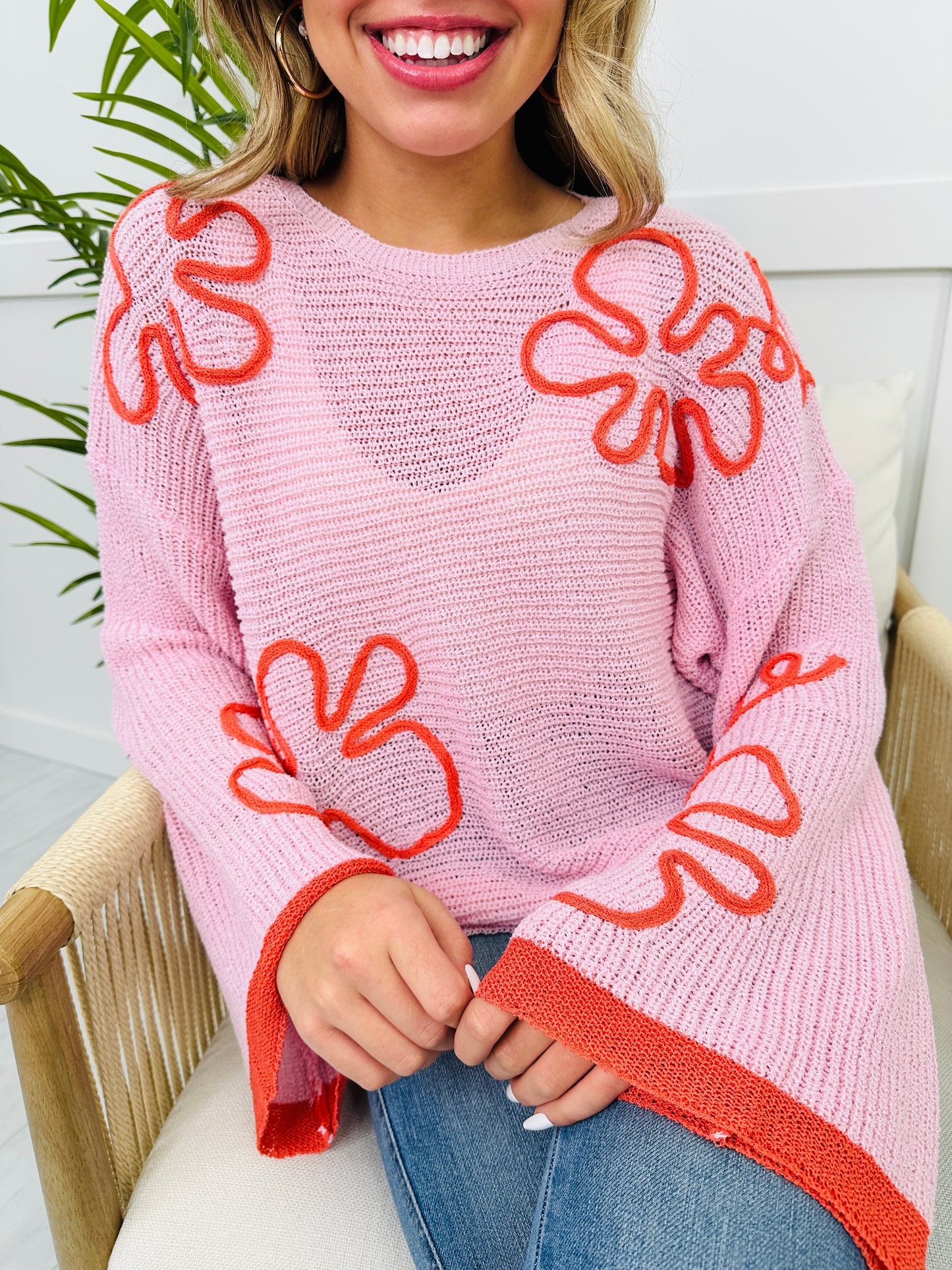 Bloom and Beyond Sweater In Cotton Pink