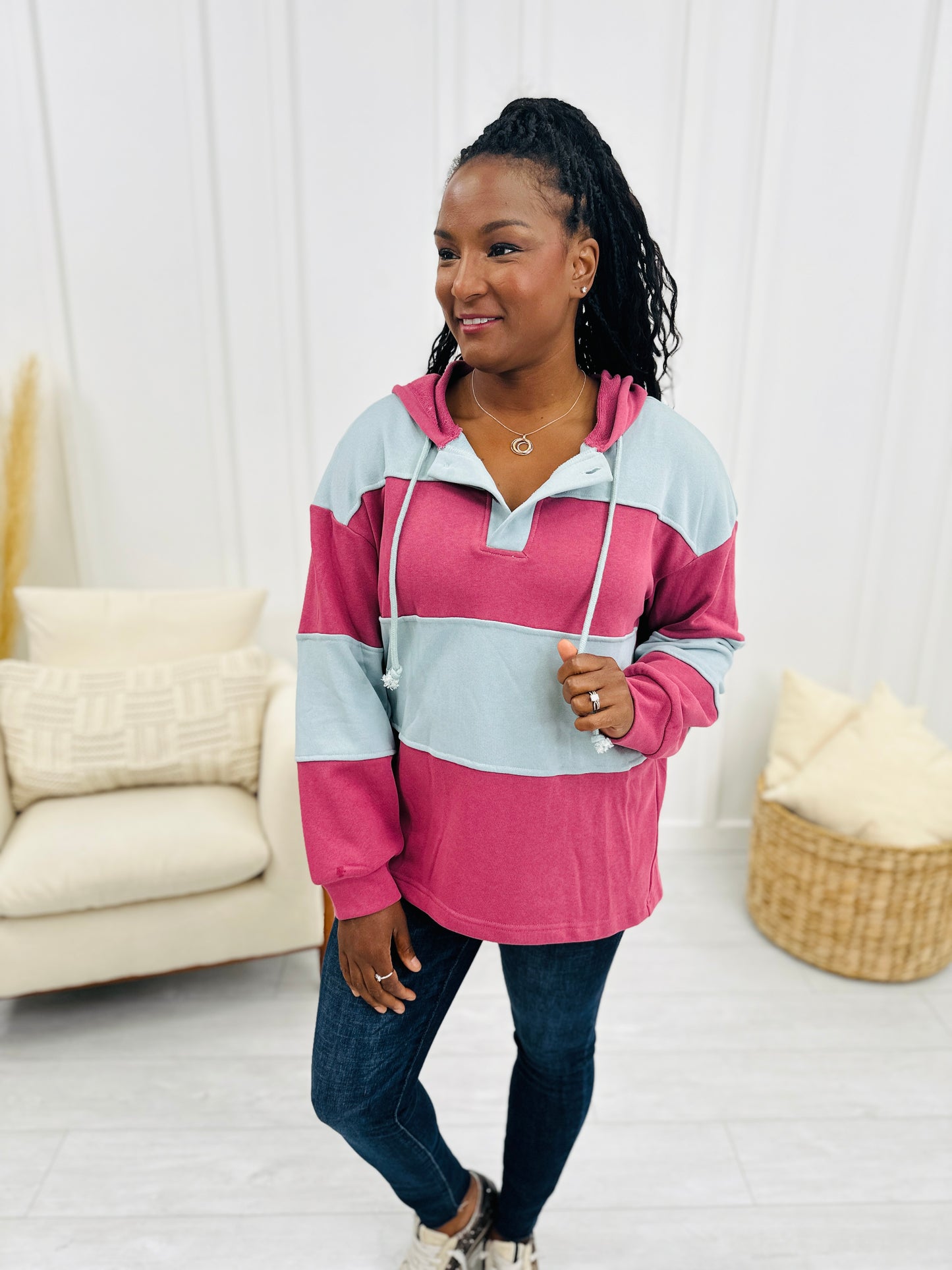 Letting My Heart Lead The Way Sweatshirt In Magenta Combo