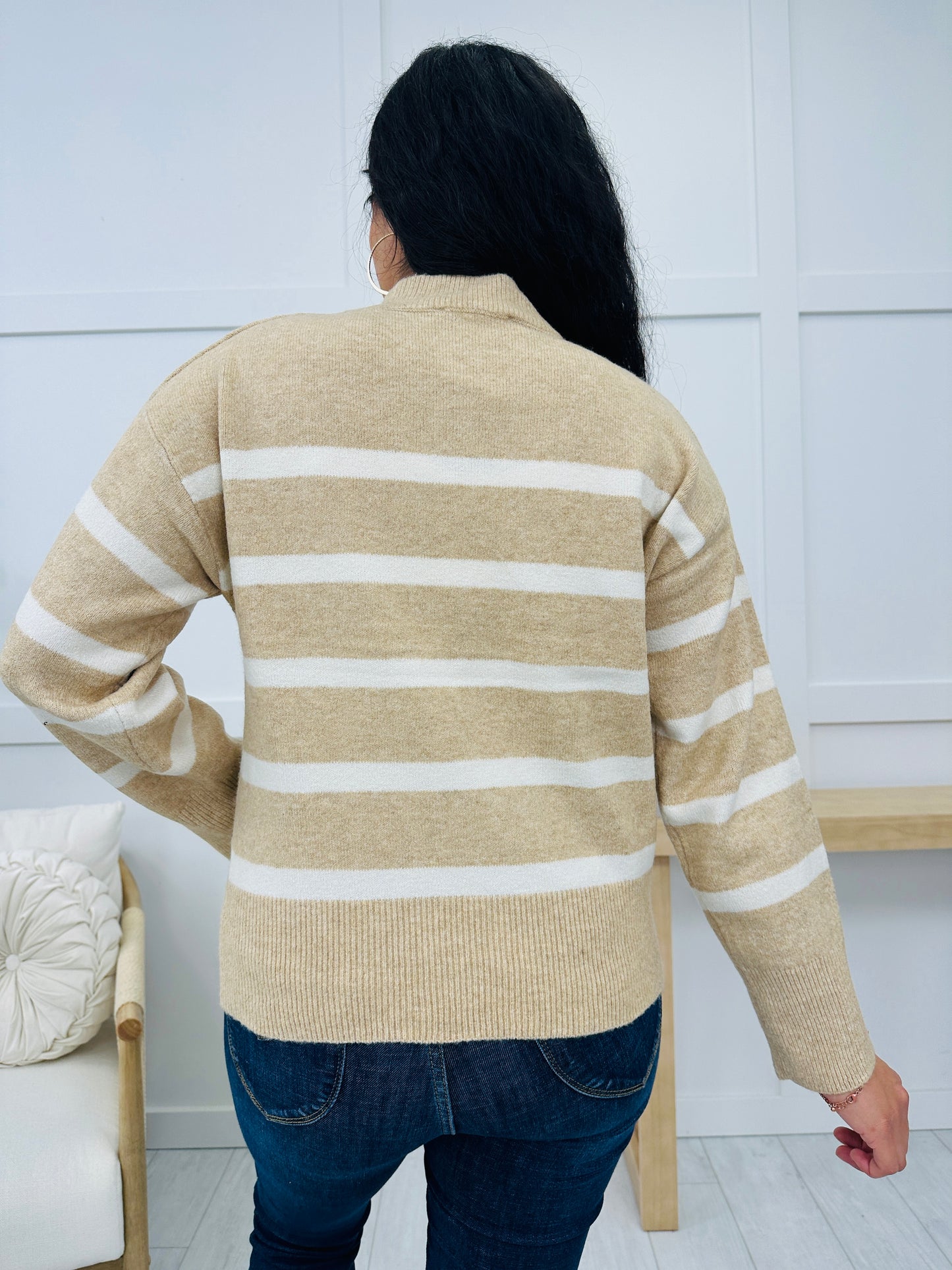 Classic Stripes Sweater In Taupe/Cream