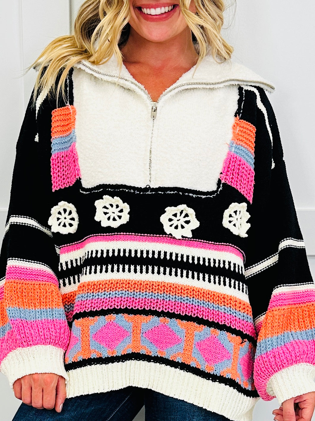 Cozy Carnival Sweater In Black Multi