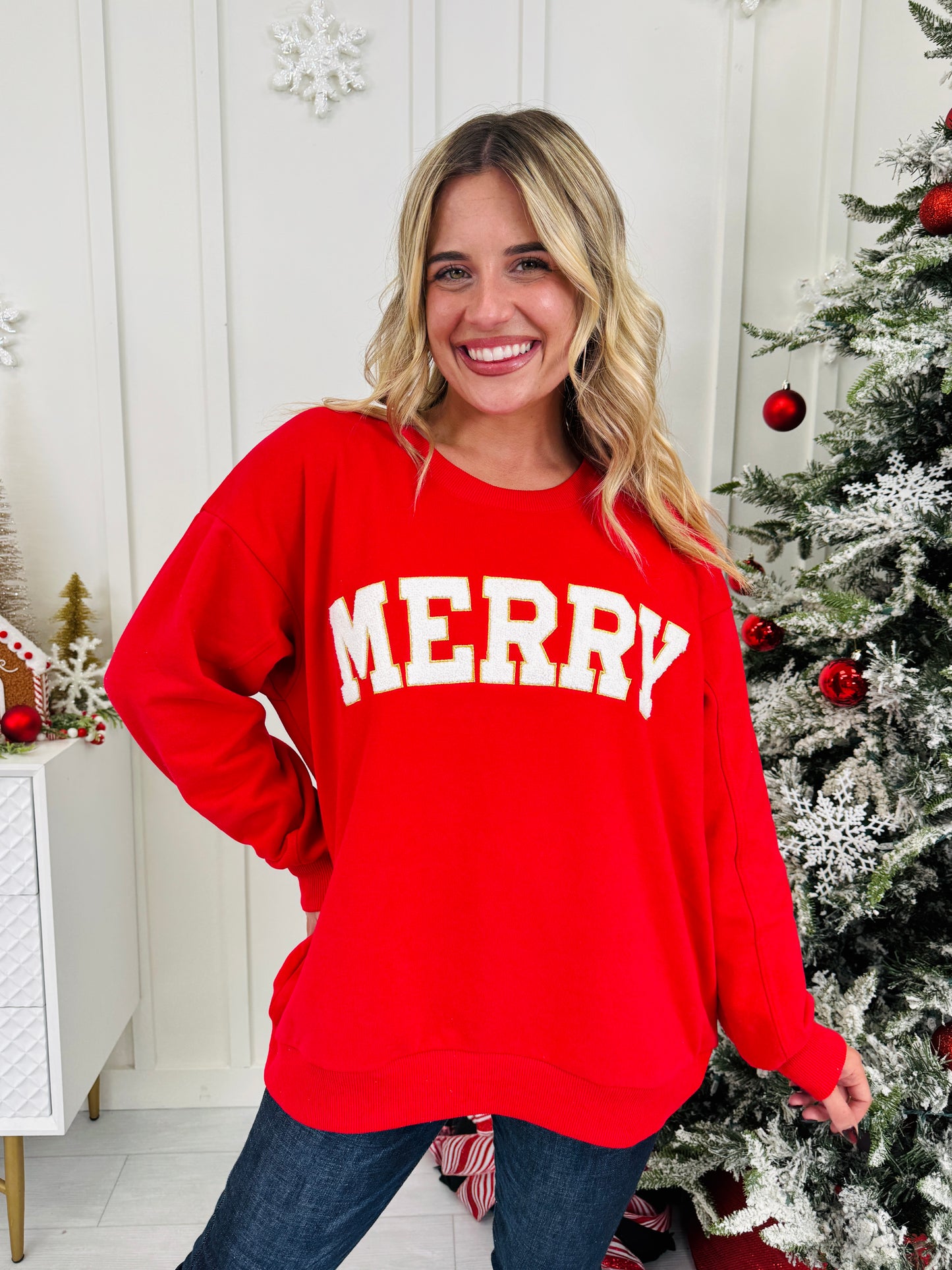 Merry Chenille Patch Crewneck Sweatshirt