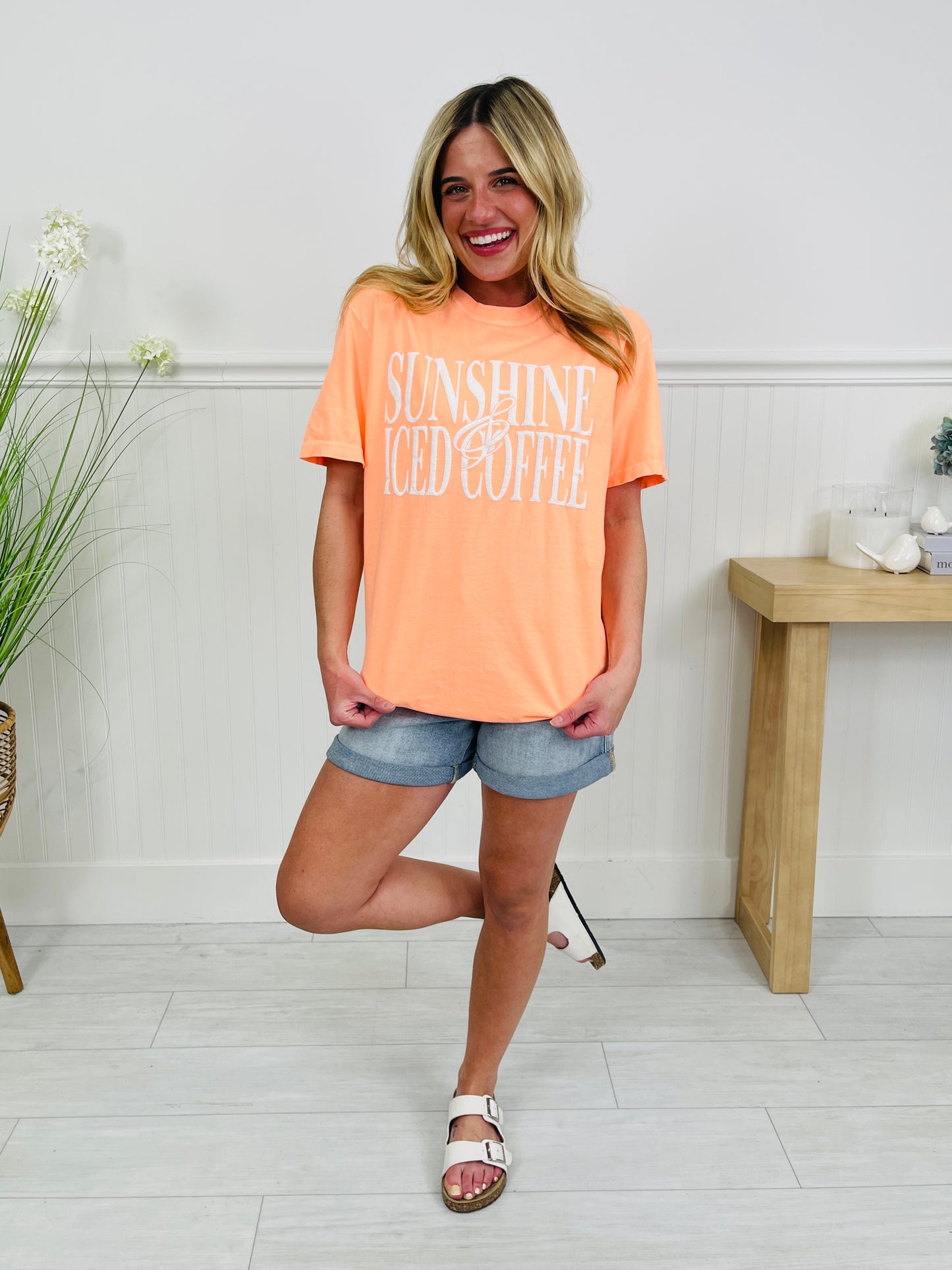 Sunshine And Iced Coffee Graphic Tee in Multiple Colors