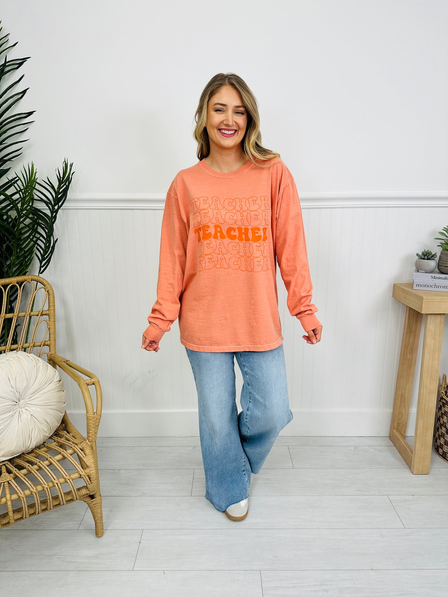 Teacher Graphic Long Sleeve Tee in Multiple Colors