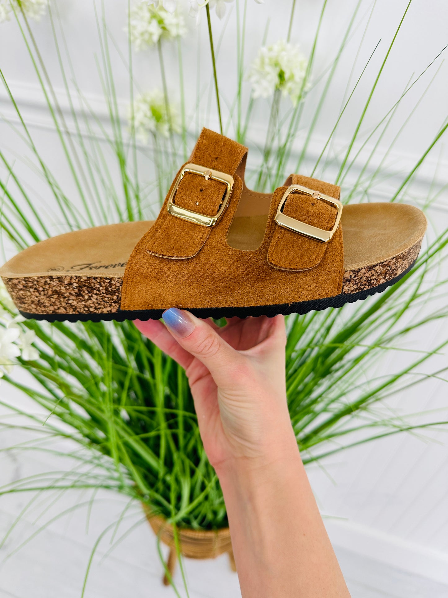 Daily Step Sandals In Tan Suede