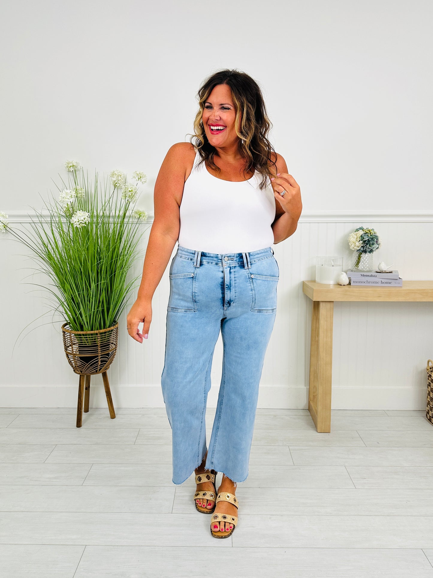 Summer Mood Cropped Wide Leg Jeans