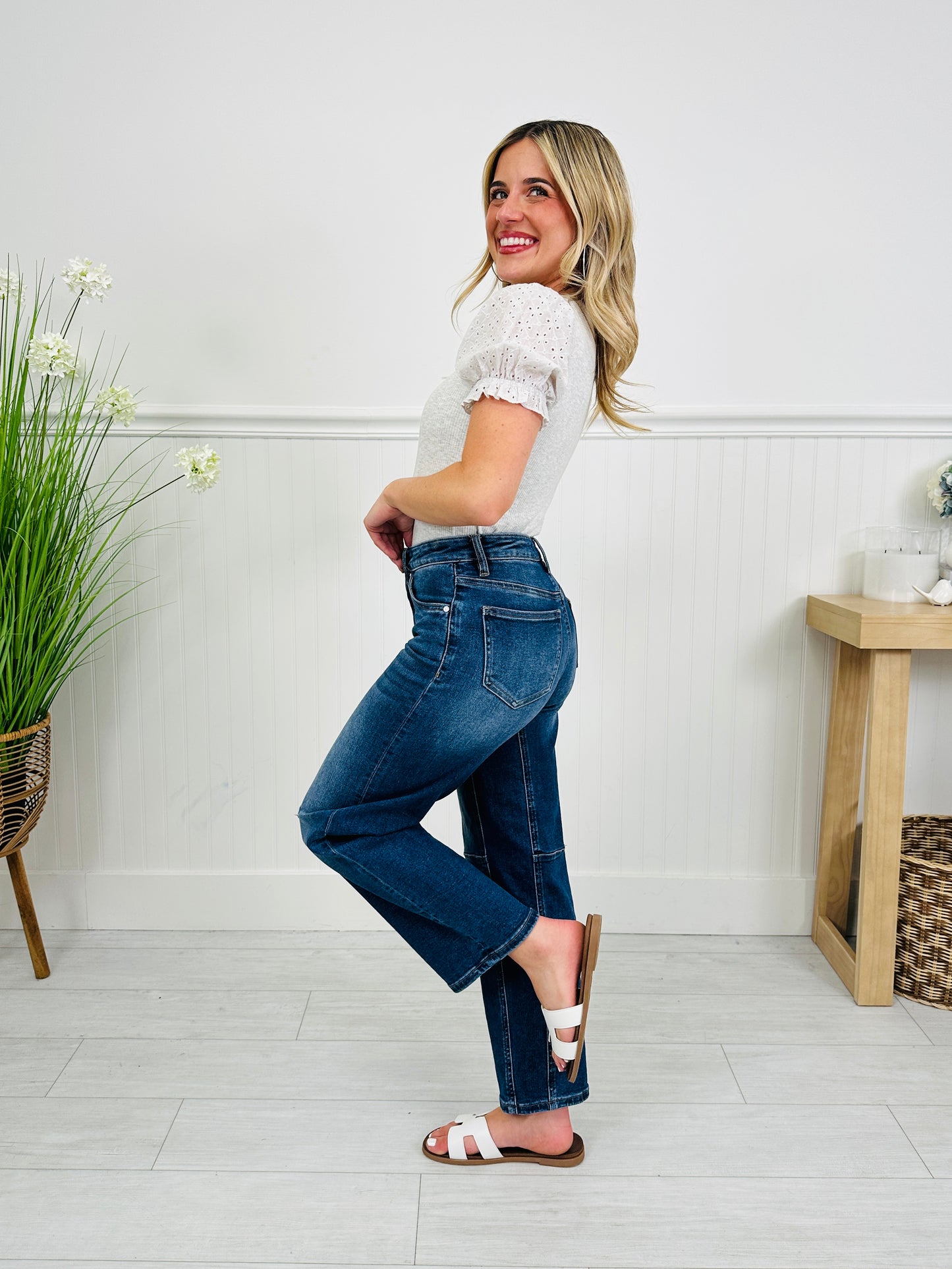 Carefully Curved Slim Barrel Jeans with Tummy Control