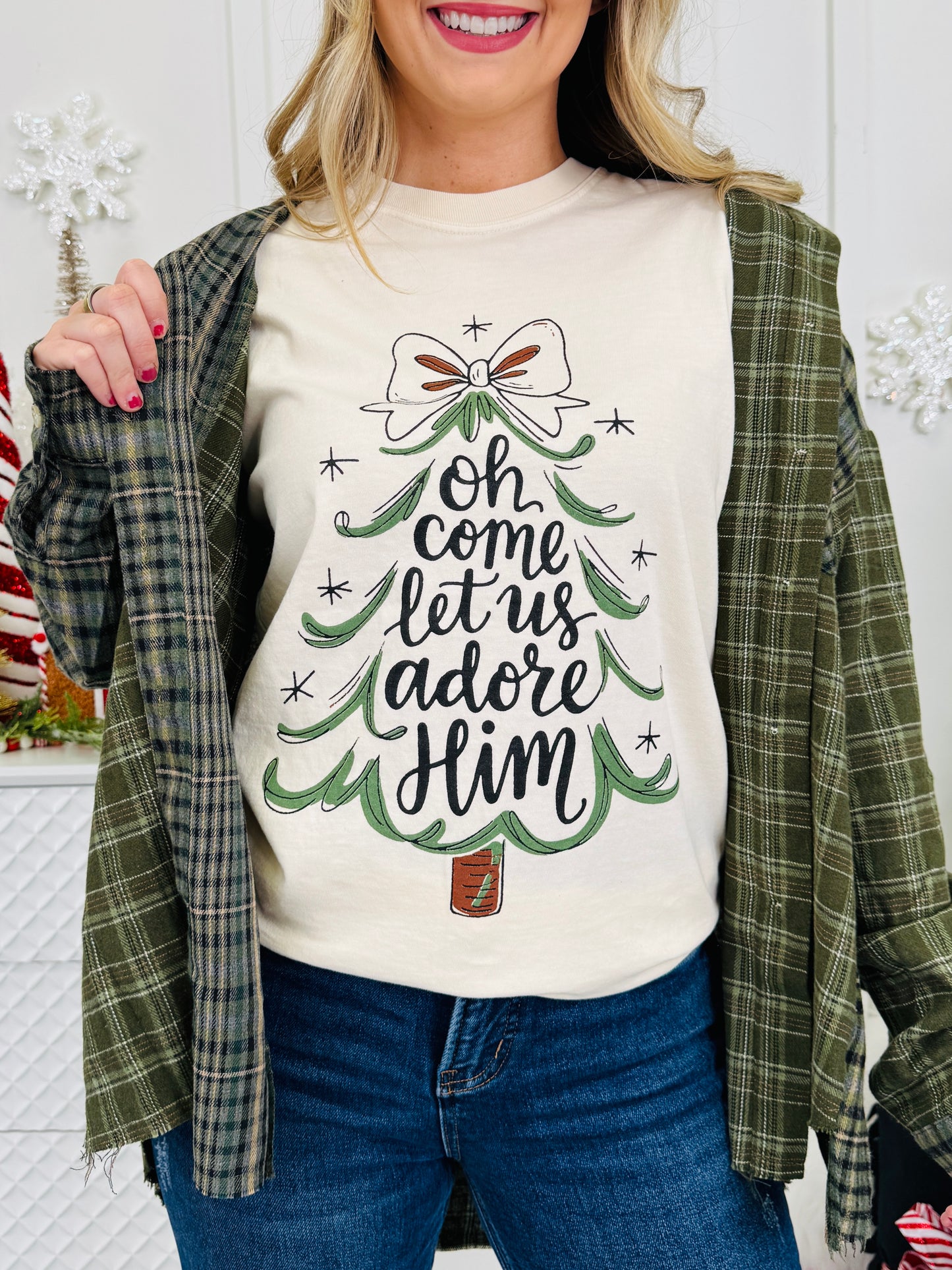 Oh Come Let Us Adore Him Graphic Tee