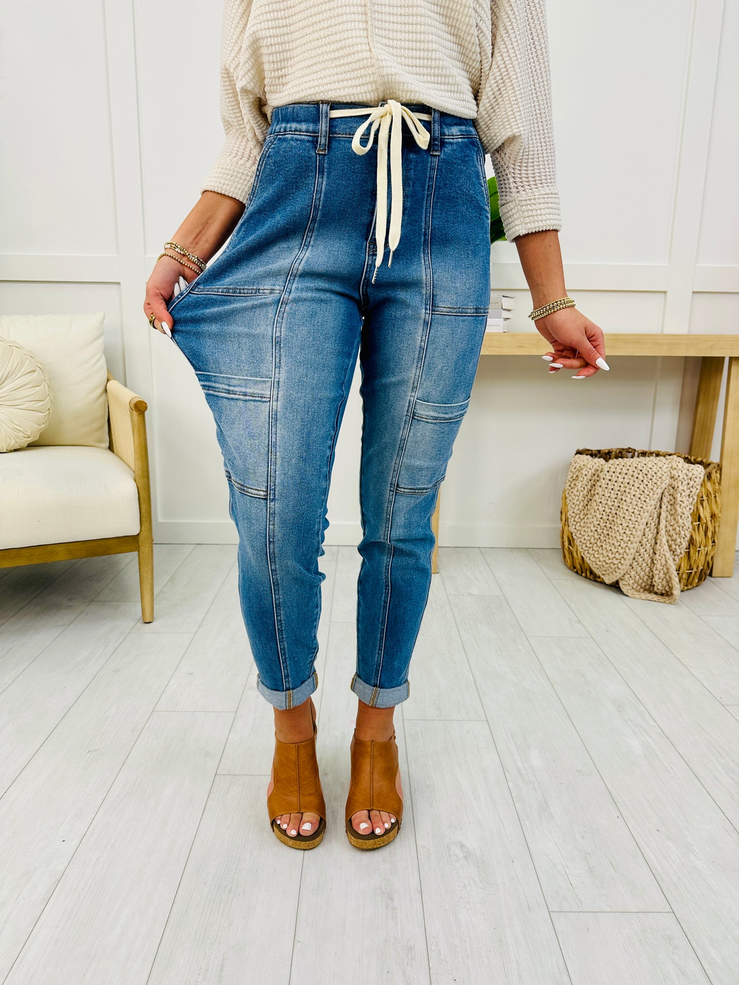 Judy Blue Adventure Awaits Cuffed Cargo Jeans