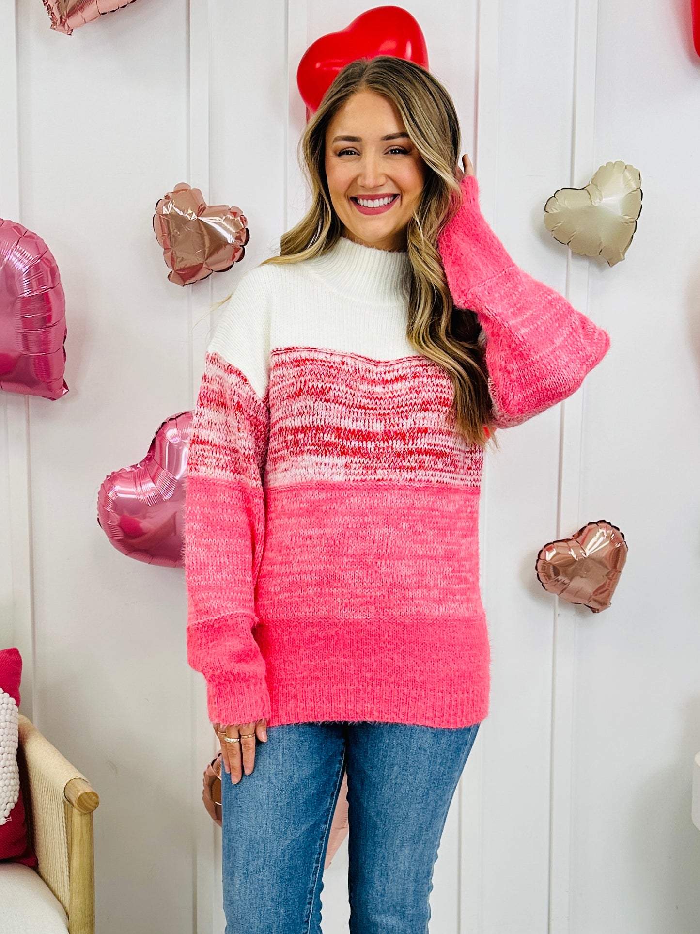 Shifted Stitches Sweater in Pink