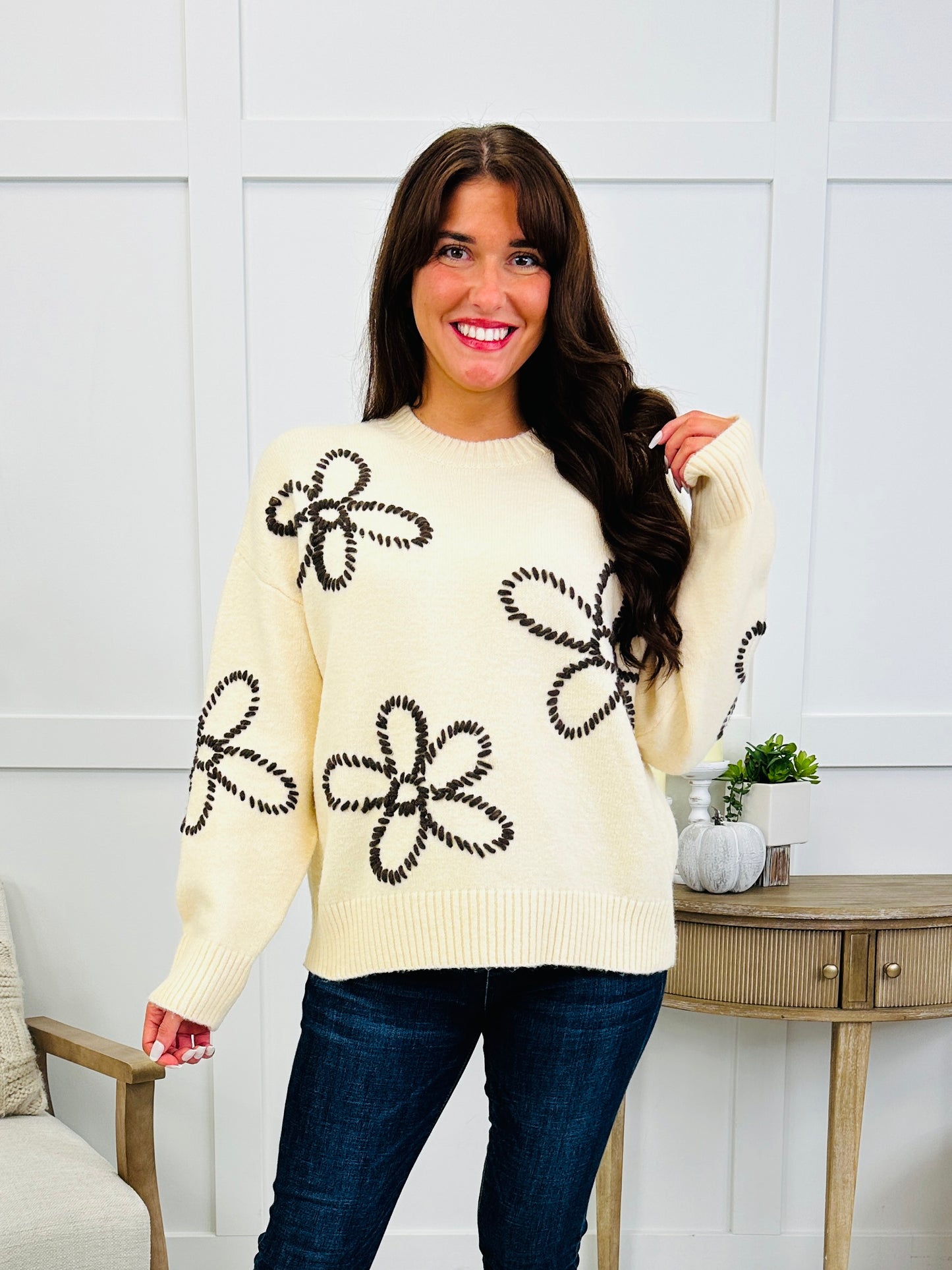 Daisy After Dark Sweater In Cream