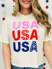 Pink Red And Blue USA Boxy Graphic Tee