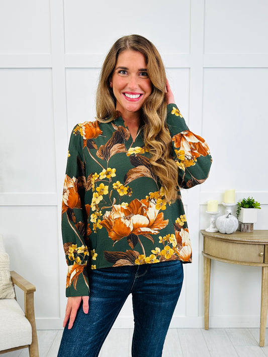 Woodland Bouquet Top In Green Multi