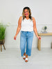 Subtly Studded Tummy Control Wide Leg Cropped Jeans
