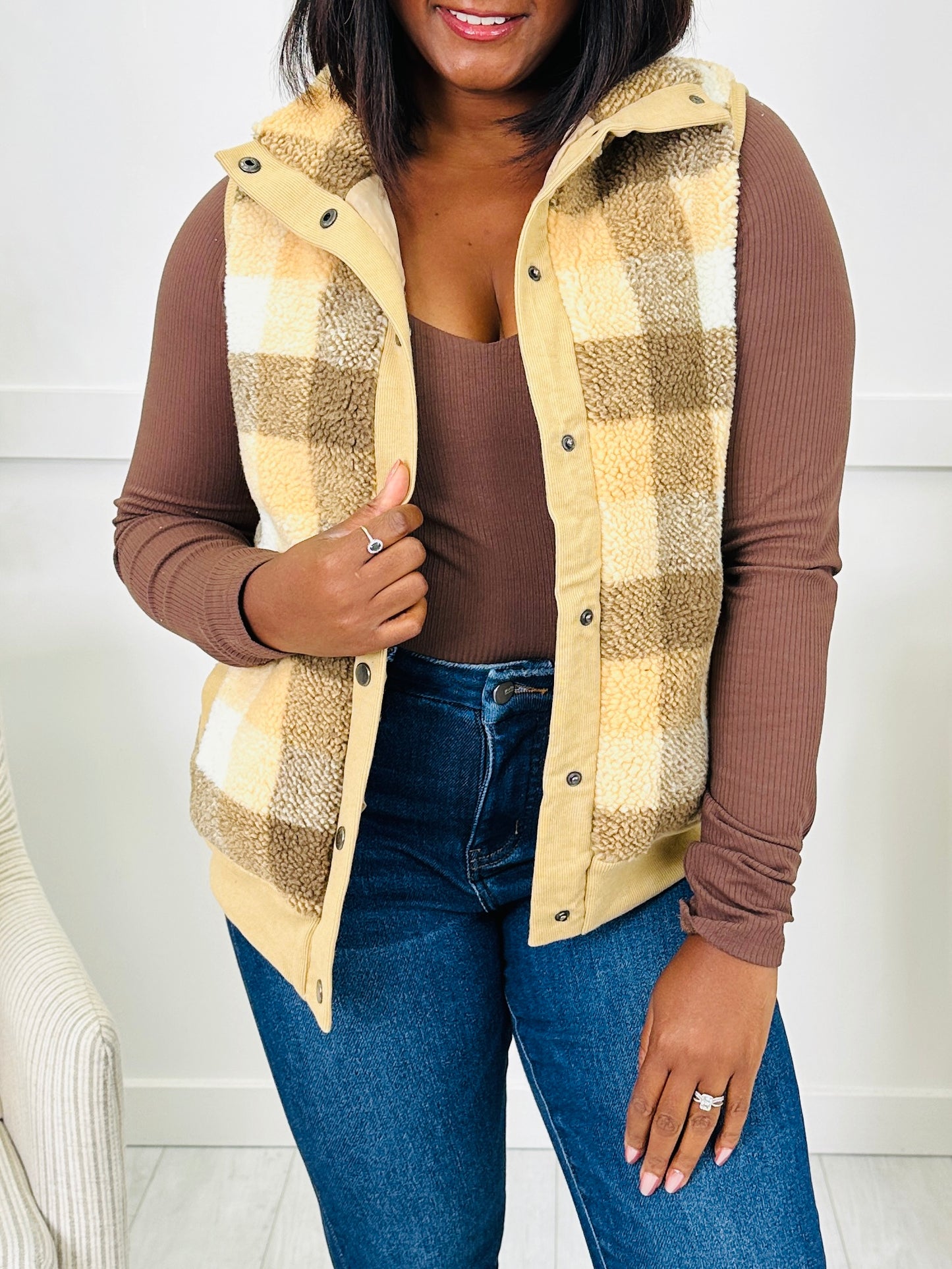 Patterned Pathway Vest in Taupe