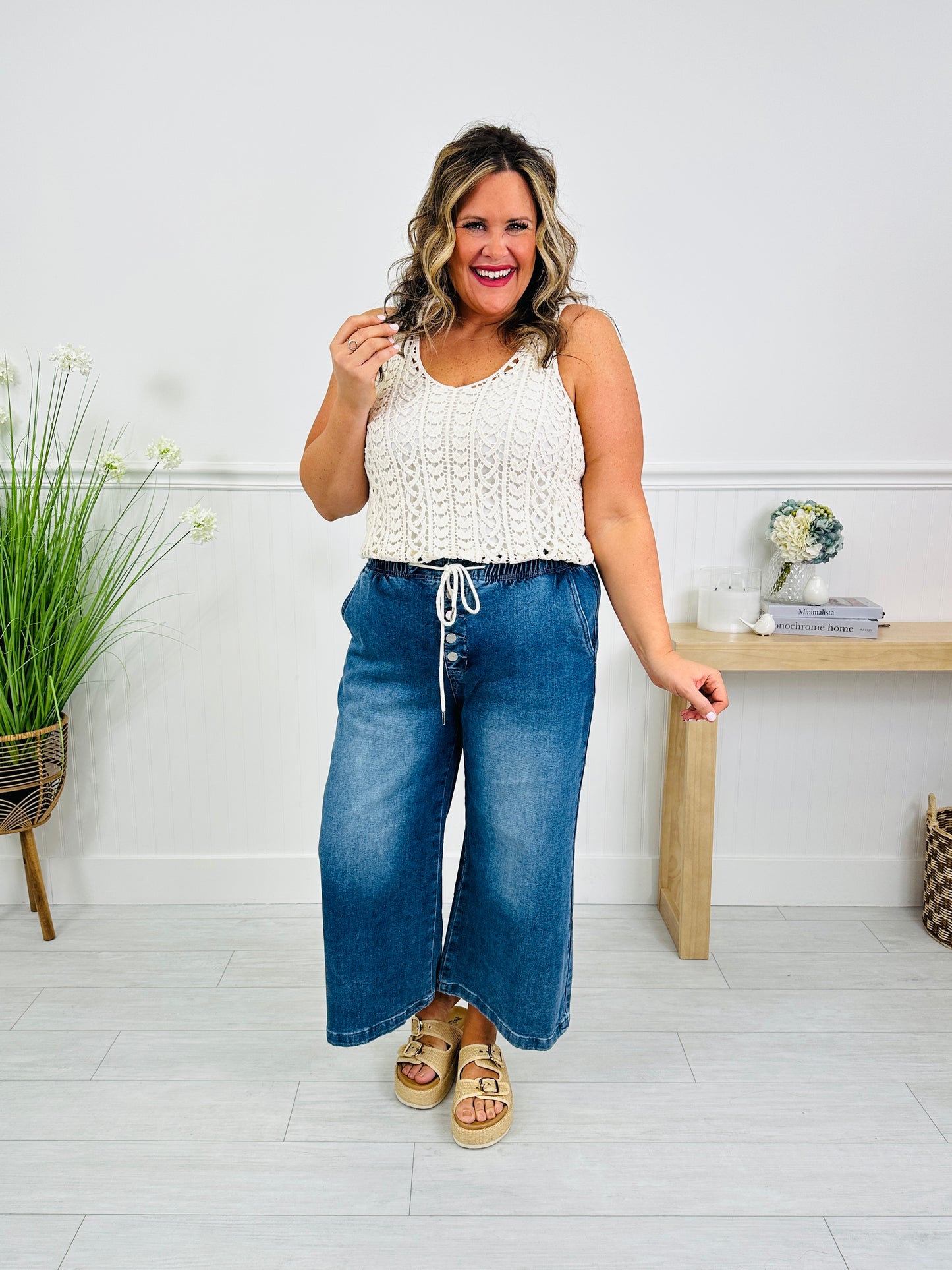 Stretch Your Limits Tummy Control Cropped Wide Leg Jeans