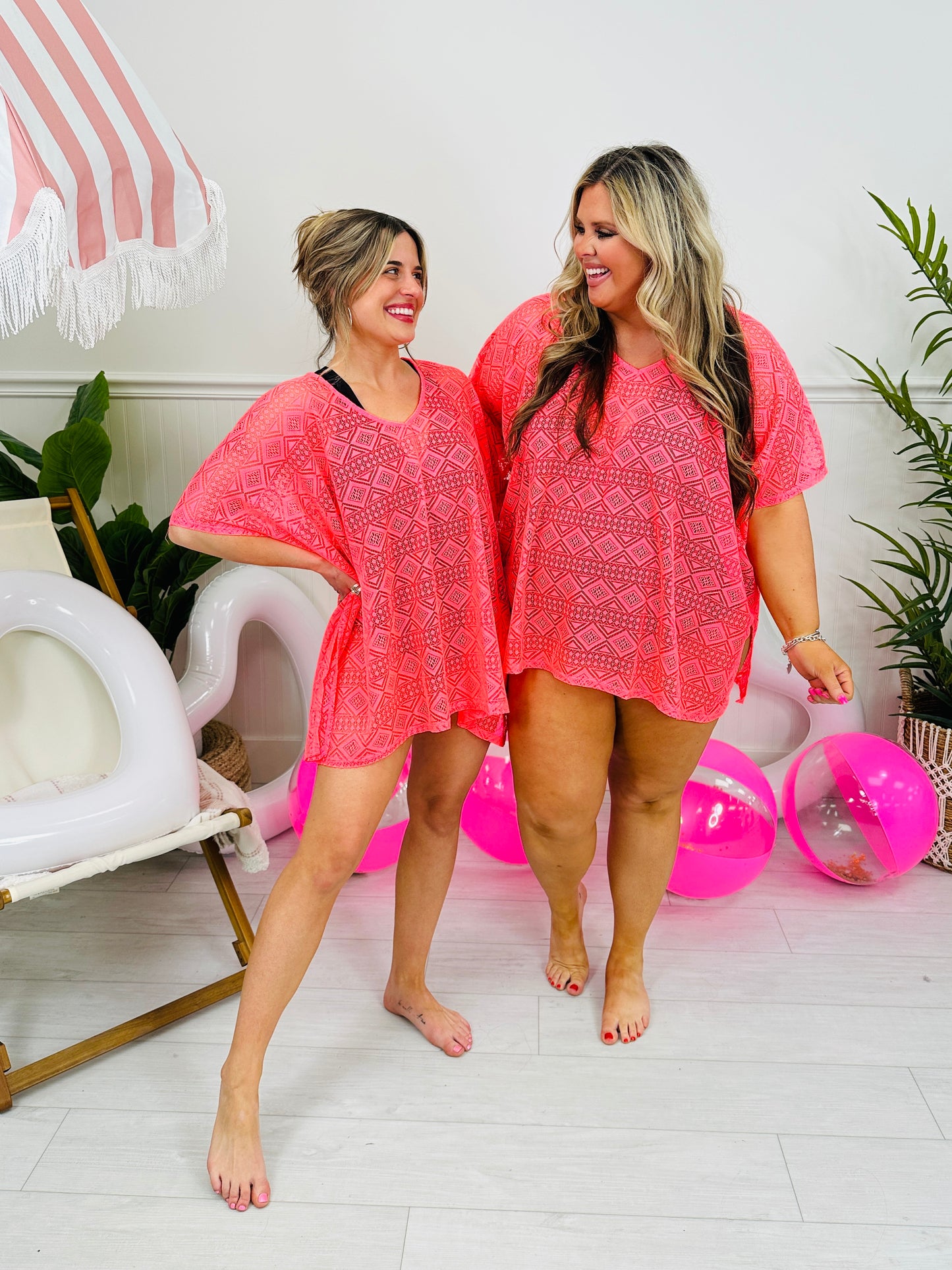 Barefoot Bay Swim Cover Up In Neon Pink