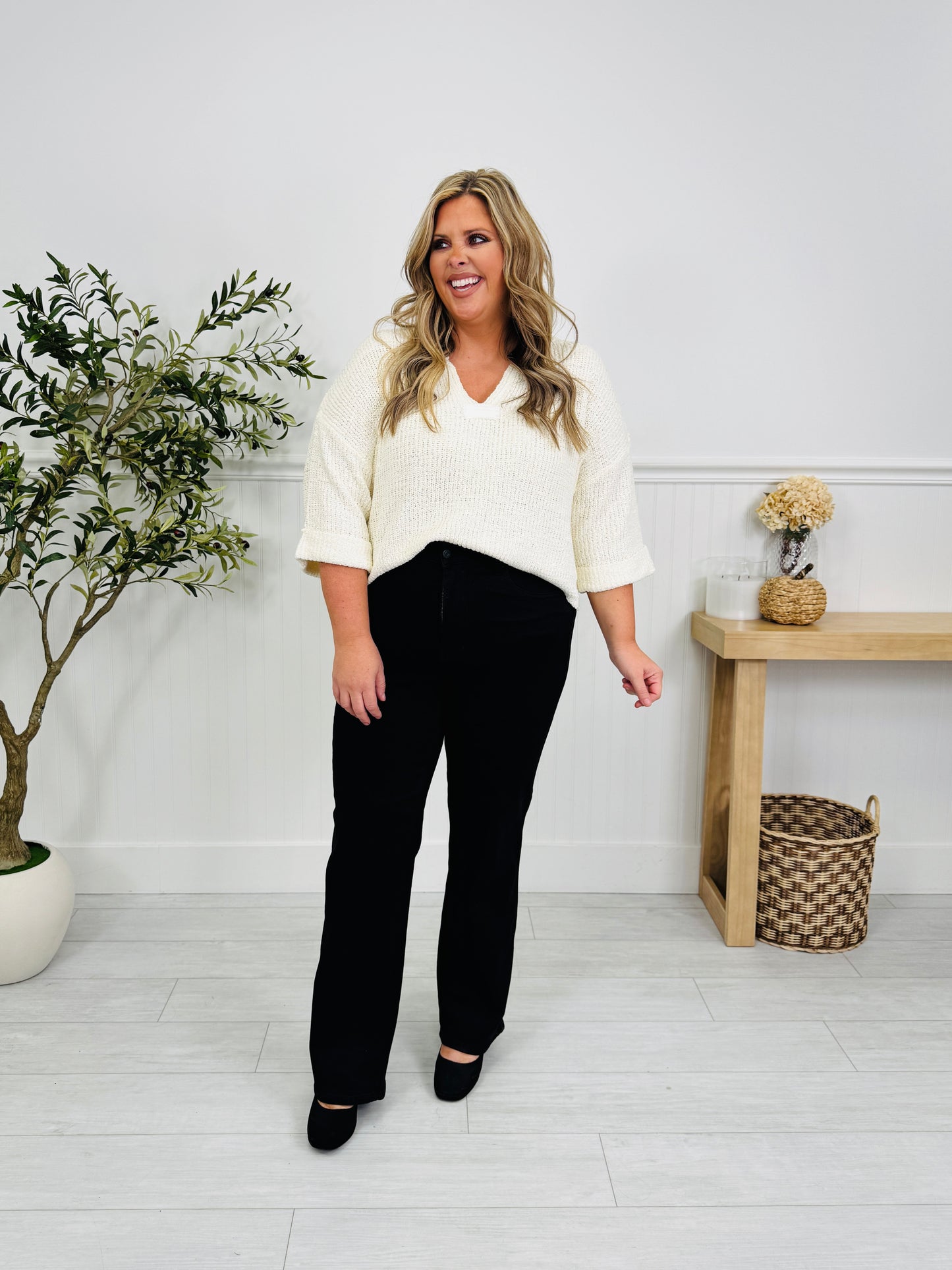 Judy Blue Black In Business Tummy Control Straight Jeans