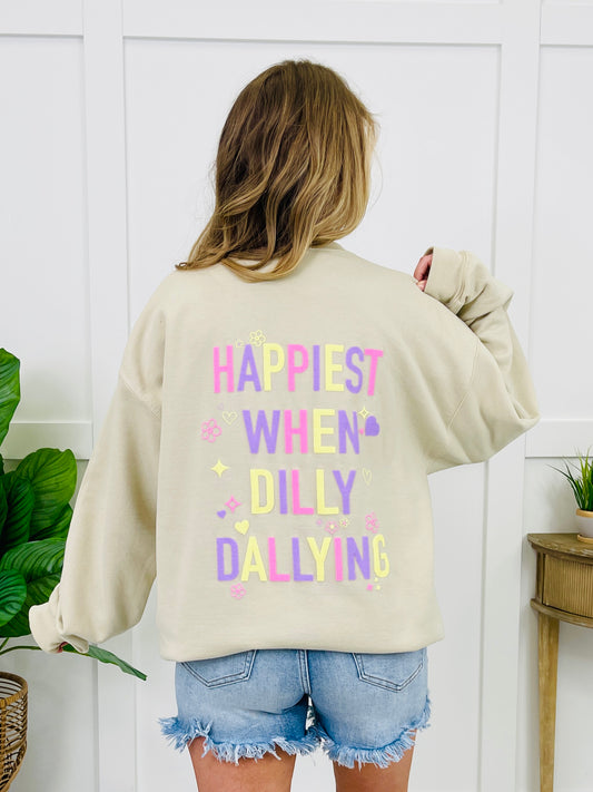 Happiest When Dilly Dallying Graphic Crewneck Sweatshirt