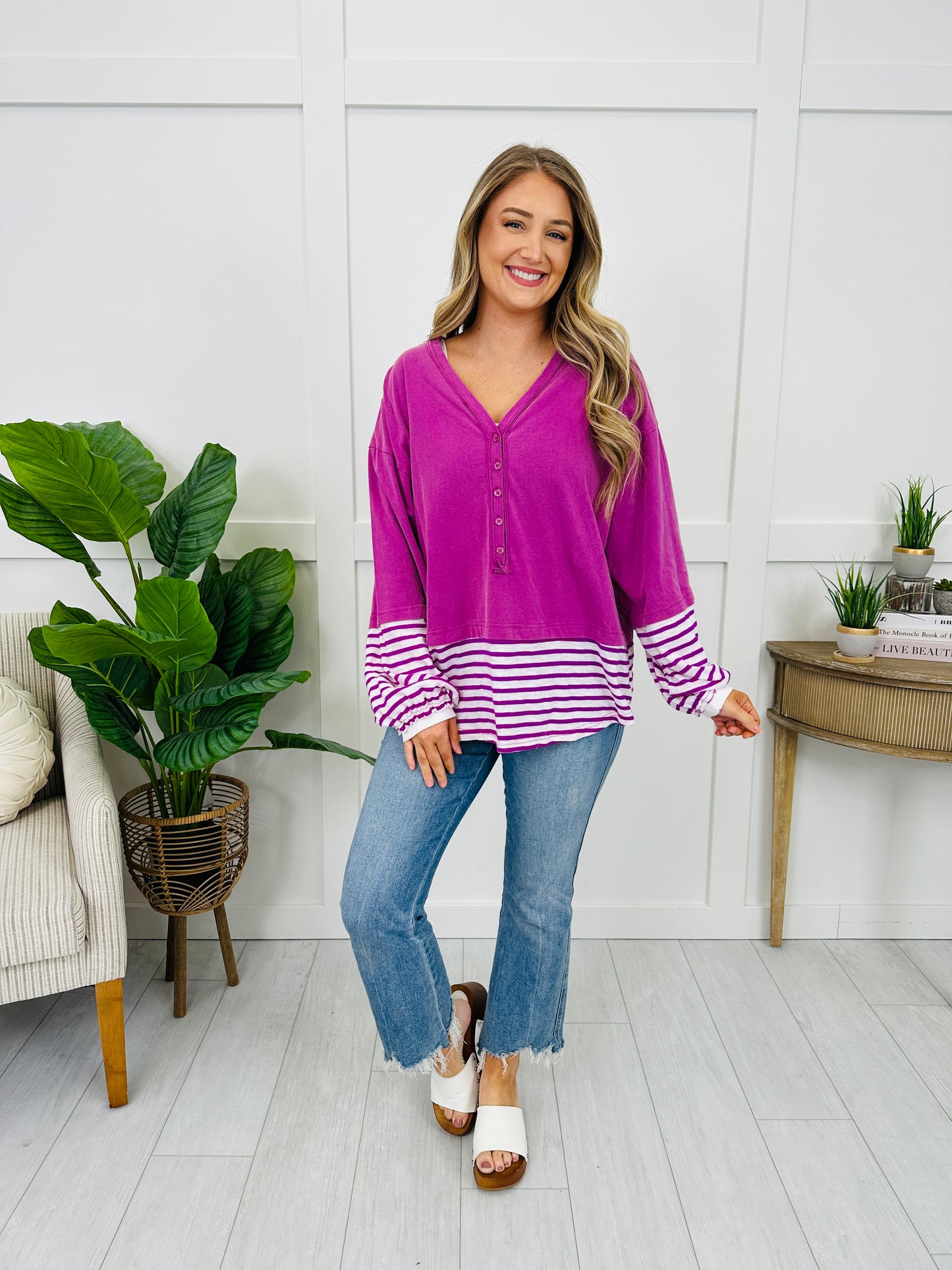 Striped Dreamer Pullover in Orchid
