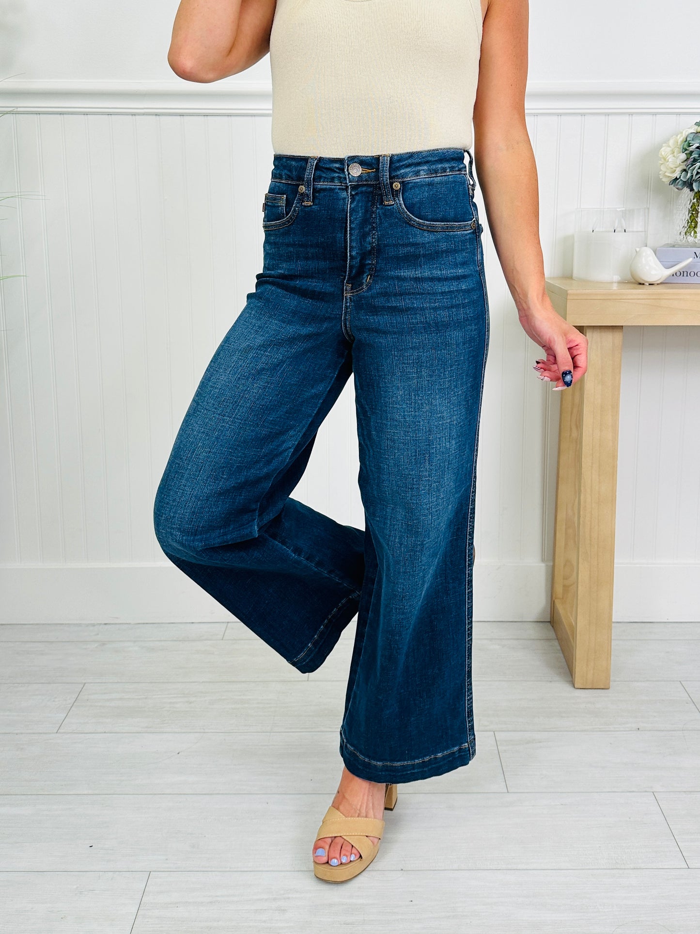 Judy Blue Set The Standard Tummy Control Ankle Wide Jeans