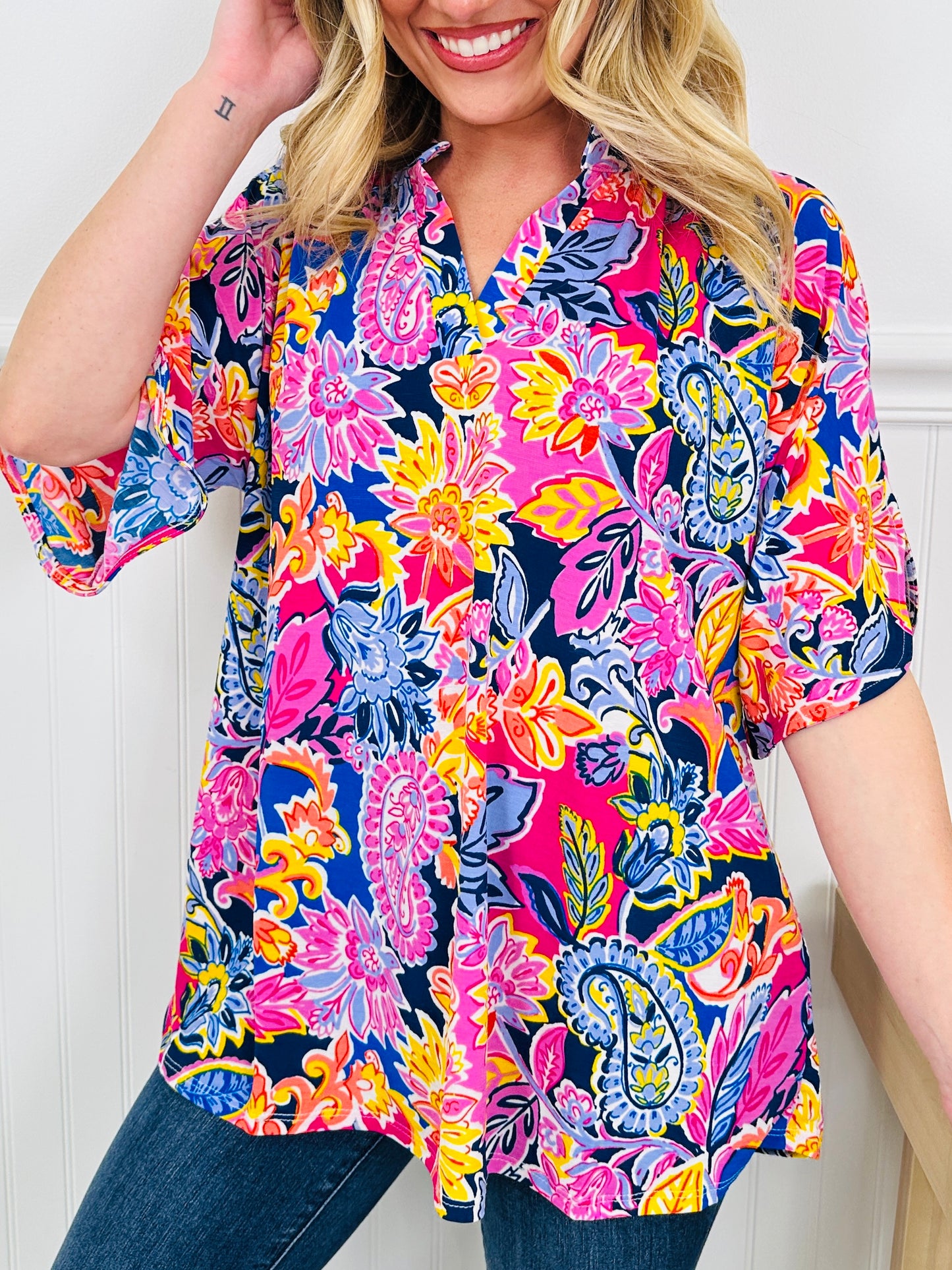Radiate Sunshine Top in Siesta Key Print