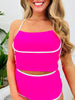 The Samantha Swim Top In Bright Pink
