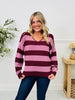 Stripe Of The Moment Sweater In Wine