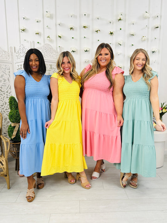 Bright Beginnings Midi Dress in Multiple Colors