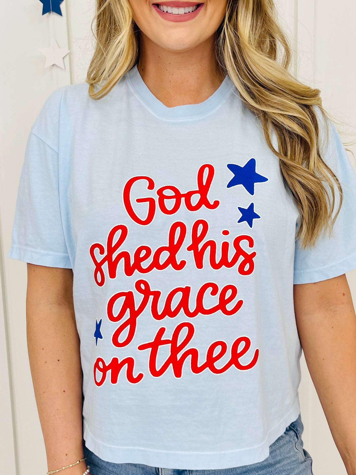 God Shed His Grace Boxy Graphic Tee